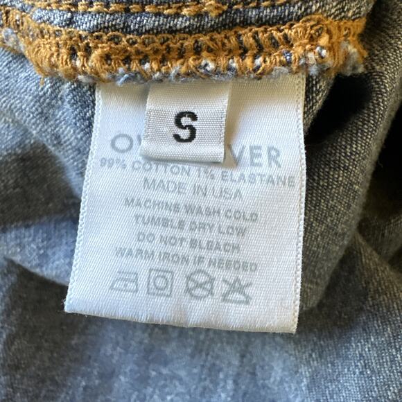 NWT Overlover Catalina Small Denim Ruffle Shirt Dress Pearl Snap Button Front - Picture 9 of 11